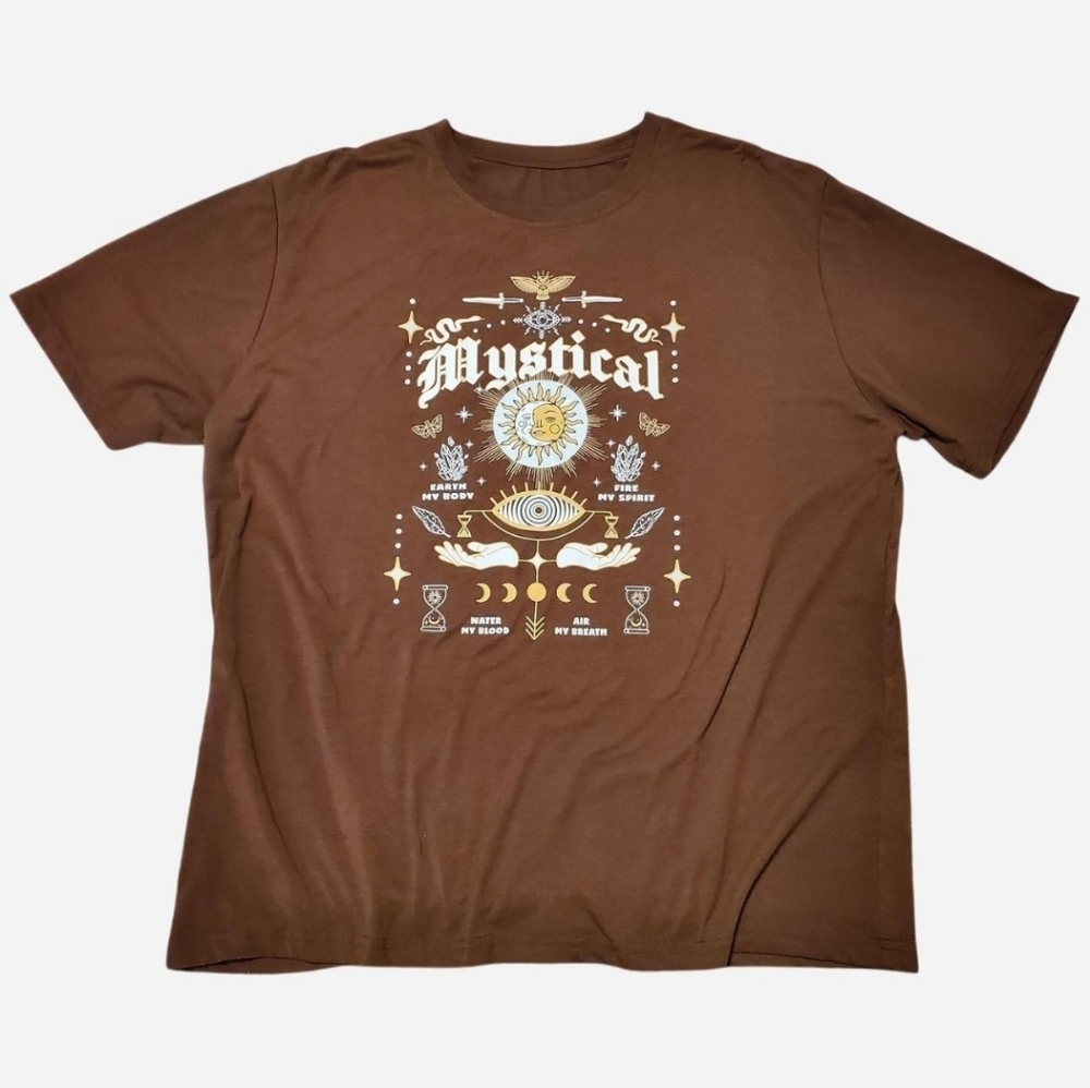 SHEIN Brown Mystical Graphic Tee